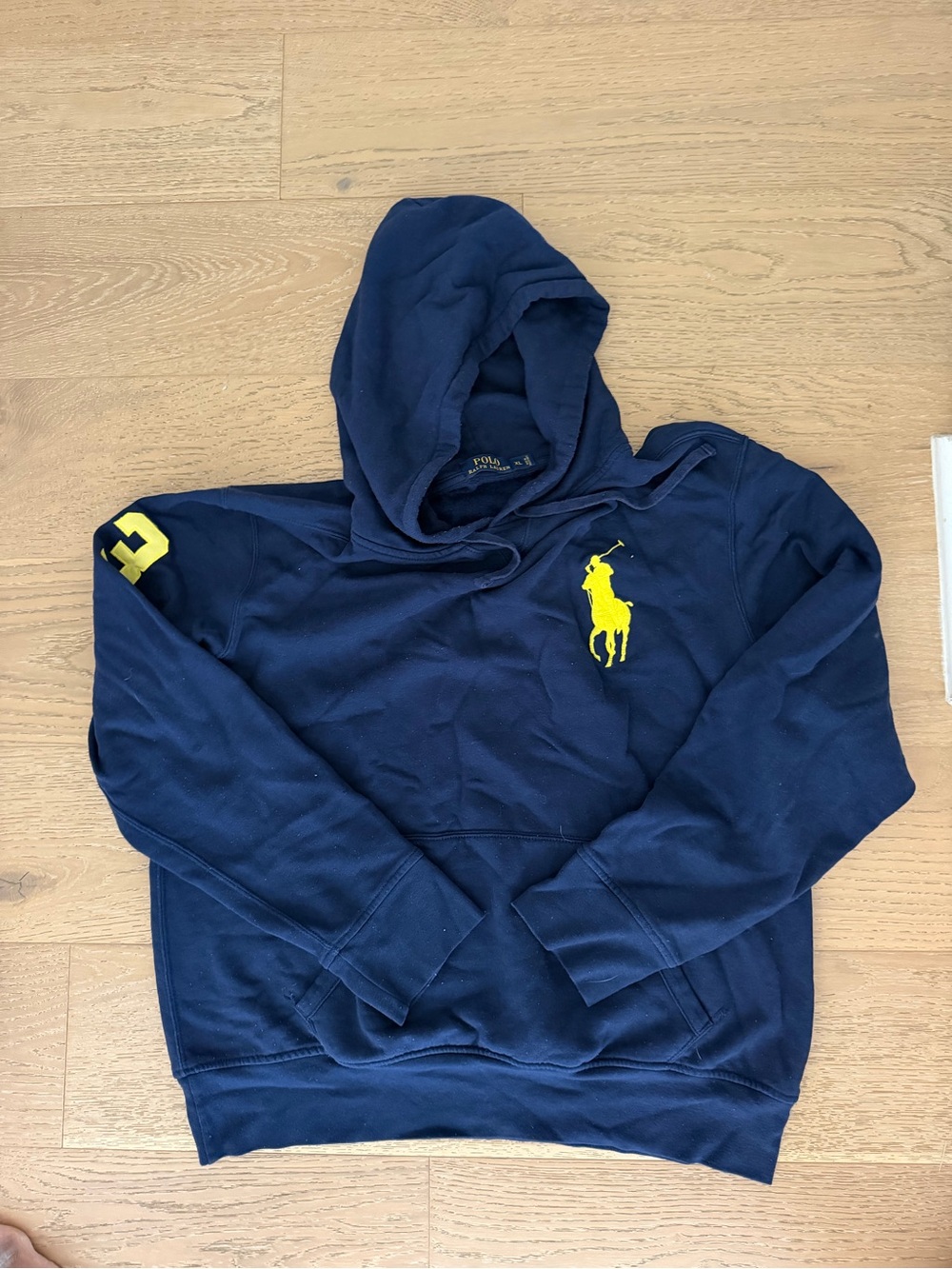 Polo by Ralph Lauren Navy Hoodie with Yellow Polo Logo